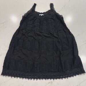 Crosstree Lane‎ Womens Large Black Lace Crochet Sleeveless Mini Shift Dress Boho